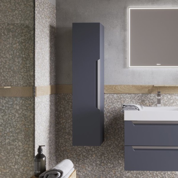 Шкаф пенал для ванной Aqwella Cube серый