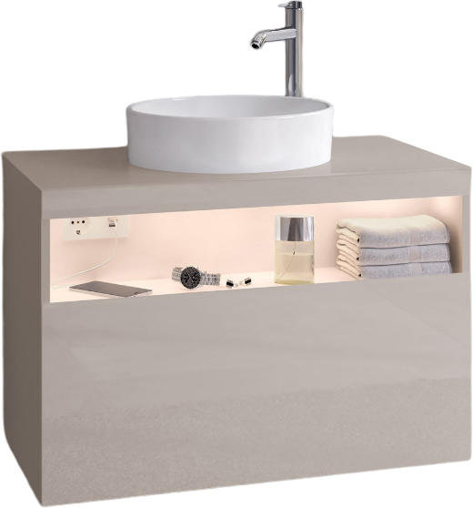 Тумба под раковину Keuco Stageline 32865 80 см, с подсветкой, розеткой и точкой зарядки USB и USB-C, кашемир
