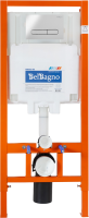 Комплект Унитаз подвесной BelBagno Onda BB066CHR безободковый, крышка BB870SC, инсталляция BB002-80 с кнопкой BB005-PR-CHROME