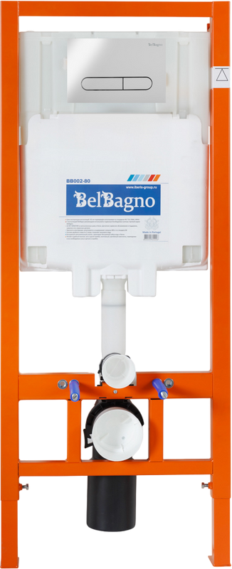 Комплект Унитаз подвесной BelBagno Onda BB066CHR безободковый, крышка BB870SC, инсталляция BB002-80 с кнопкой BB005-PR-CHROME