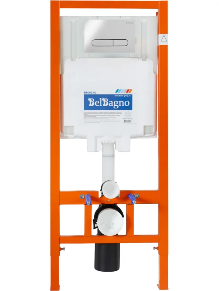 Комплект Унитаз подвесной BelBagno Onda BB066CHR безободковый, крышка BB870SC, инсталляция BB002-80 с кнопкой BB005-PR-CHROME