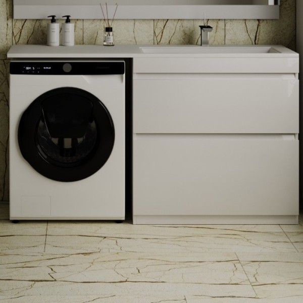 Тумба с раковиной Style Line Даллас 150 Люкс Plus напольная, белая R