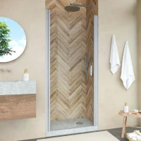 Душевая дверь в нишу Vegas Glass EP Novo h2000 65 07 01 профиль матовый хром, стекло прозрачное