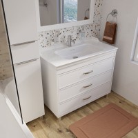 Мебель для ванной комнаты STWORKI Хальмстад 100 белая, под дерево (комплект, гарнитур)