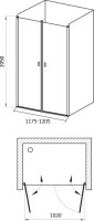 Душевая дверь в нишу Ravak Chrome CSDL2-120 Transparent, профиль белый