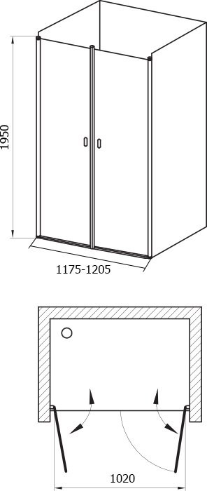 Душевая дверь в нишу Ravak Chrome CSDL2-120 Transparent, профиль белый