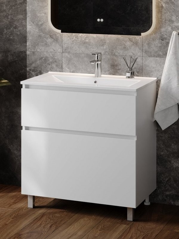 Тумба под раковину без столешницы Teymi Laina 80 напольная, матовая белая