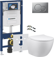 Комплект Унитаз подвесной Vincea Globo + Крепления Geberit Duofix 111.815.00.1 к стене + Инсталляция UP 320 111.300.00.5 + Кнопка Sigma 01 115.770.JQ.5 лакированная, матовый хром + Звукоизоляция