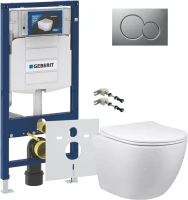 Комплект Унитаз подвесной Vincea Globo + Крепления Geberit Duofix 111.815.00.1 к стене + Инсталляция UP 320 111.300.00.5 + Кнопка Sigma 01 115.770.JQ.5 лакированная, матовый хром + Звукоизоляция