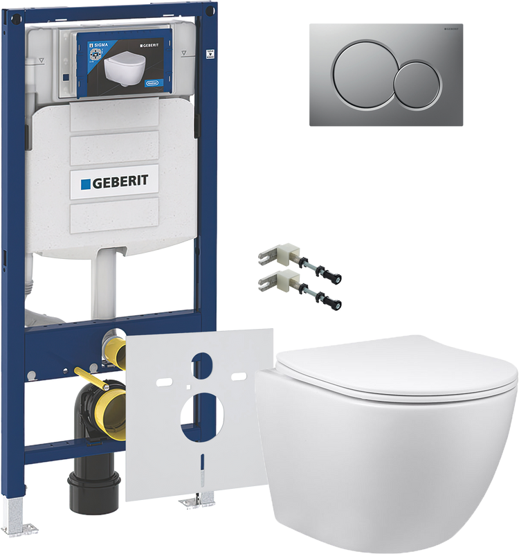 Комплект Унитаз подвесной Vincea Globo + Крепления Geberit Duofix 111.815.00.1 к стене + Инсталляция UP 320 111.300.00.5 + Кнопка Sigma 01 115.770.JQ.5 лакированная, матовый хром + Звукоизоляция