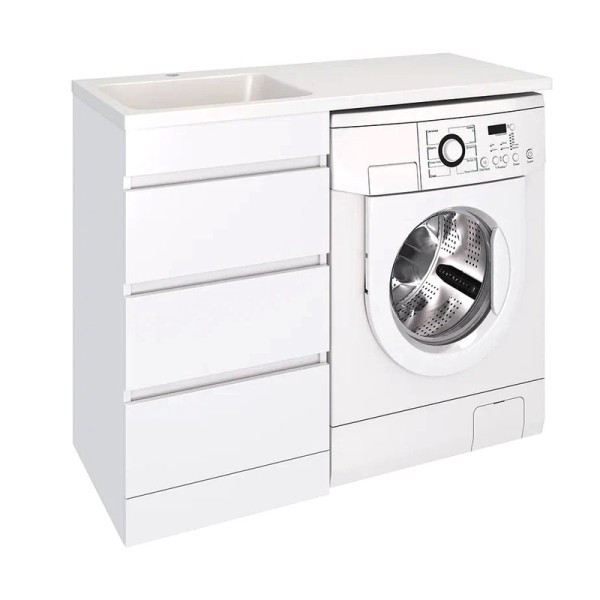 Тумба под раковину Emmy Джерси 110 под стиральную машину, белая