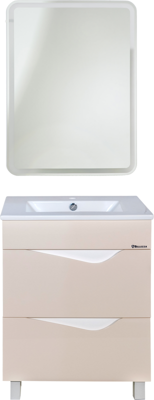 Мебель для ванной комнаты Bellezza Эйфория 60 бежевая с раковиной Квадро