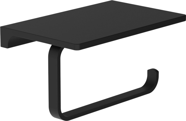 Держатель туалетной бумаги Wonzon & Woghand WW-9126-BL черный матовый, с полкой