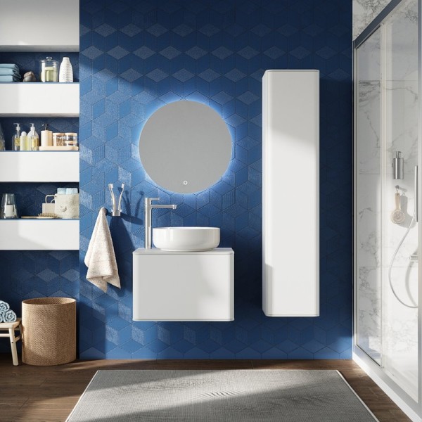 Мебель для ванной комнаты STWORKI Ноттвиль 60 белая, с отверстием под смеситель, подвесная, российская (гарнитур, мебель)