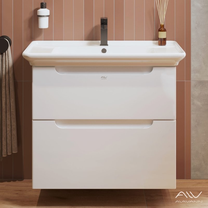 Тумба с раковиной Alavann Berta 85 подвесная, белая