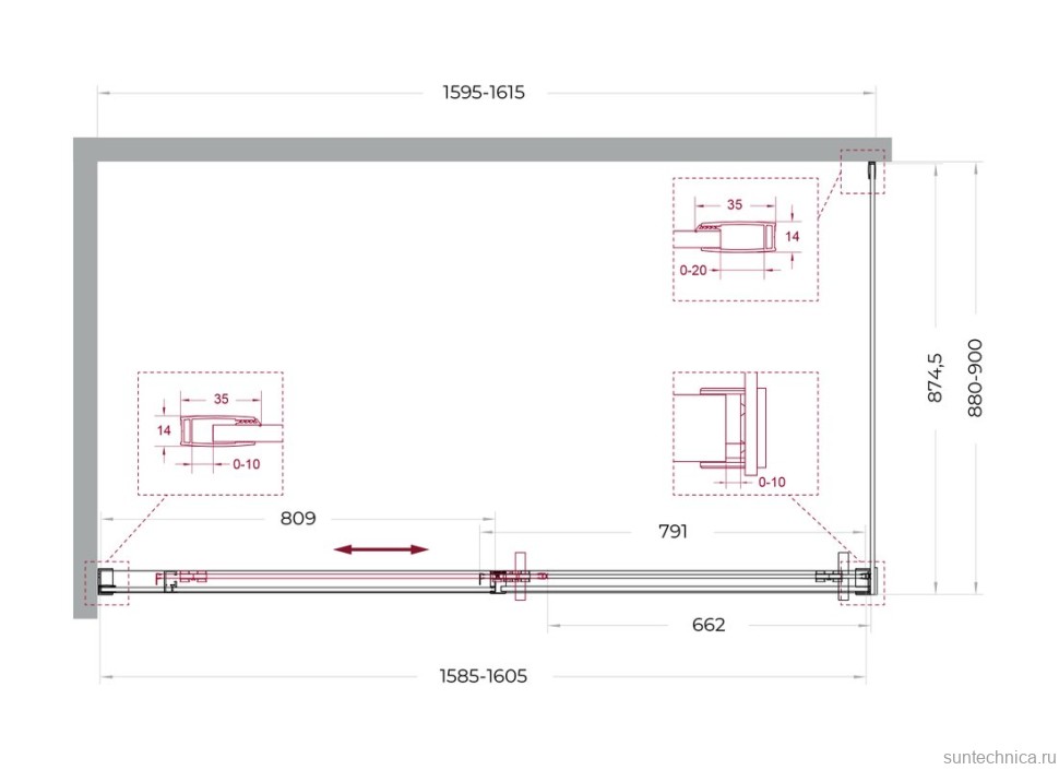 Душевой уголок BelBagno Soft Close-1 AH-1-160/90-C-Cr профиль хром