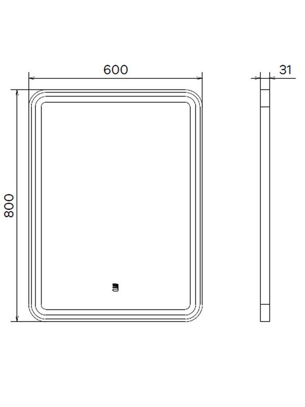 Зеркало Comforty Ситара 60 сенсорное, с подсветкой, черное