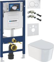 Комплект Унитаз подвесной IDDIS Stone + Крепления Geberit Duofix 111.815.00.1 к стене + Звукоизоляция + Инсталляция UP 320 111.300.00.5 + Кнопка Sigma 01 115.770.11.5 белая