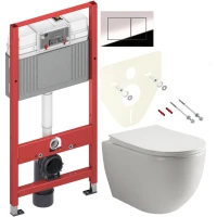 Комплект Унитаз подвесной Ceramicanova Mia Rimless CN1805 + Инсталляция TECE Now 9400412 4 в 1 с кнопкой смыва