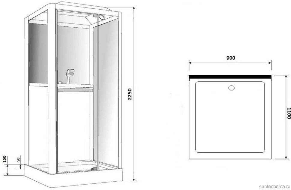 Душевая кабина Grossman GR-223 110x90 см черная