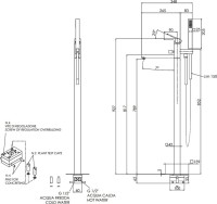 Напольный смеситель для ванны с душем Remer Absolute AU08DO золотой глянцевый, С ВНУТРЕННЕЙ ЧАСТЬЮ