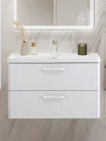 Мебель для ванной комнаты BelBagno Due 80 ручки белые, bianco lucido