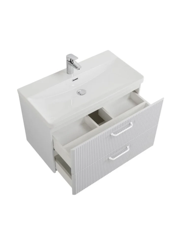 Мебель для ванной комнаты BelBagno Due 80 ручки белые, bianco lucido