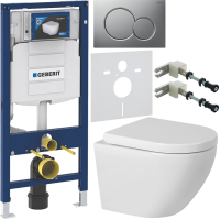 Комплект Унитаз подвесной BelBagno Sfera-r + Крышка Norma BB865SC с микролифтом + Инсталляция Geberit Duofix UP 320 111.300.00.5 + Кнопка Sigma 01 115.770.JQ.5 лакированная, матовый хром + Крепления 111.815.00.1 к стене + Звукоизоляция
