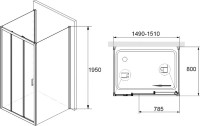 Душевой уголок RGW Passage PA-13+80 см (149-151)x80x195 профиль хром, стекло прозрачное