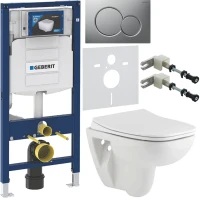 Комплект Унитаз подвесной Seramiksan Petite + Крышка AG50006 с микролифтом + Инсталляция Geberit Duofix UP 320 111.300.00.5 + Кнопка Sigma 01 115.770.JQ.5 лакированная, матовый хром + Крепления 111.815.00.1 к стене + Звукоизоляция