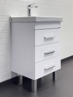 Тумба с раковиной Comforty Никосия 50Н напольная, белый глянец