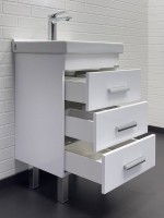 Тумба с раковиной Comforty Никосия 50Н напольная, белый глянец