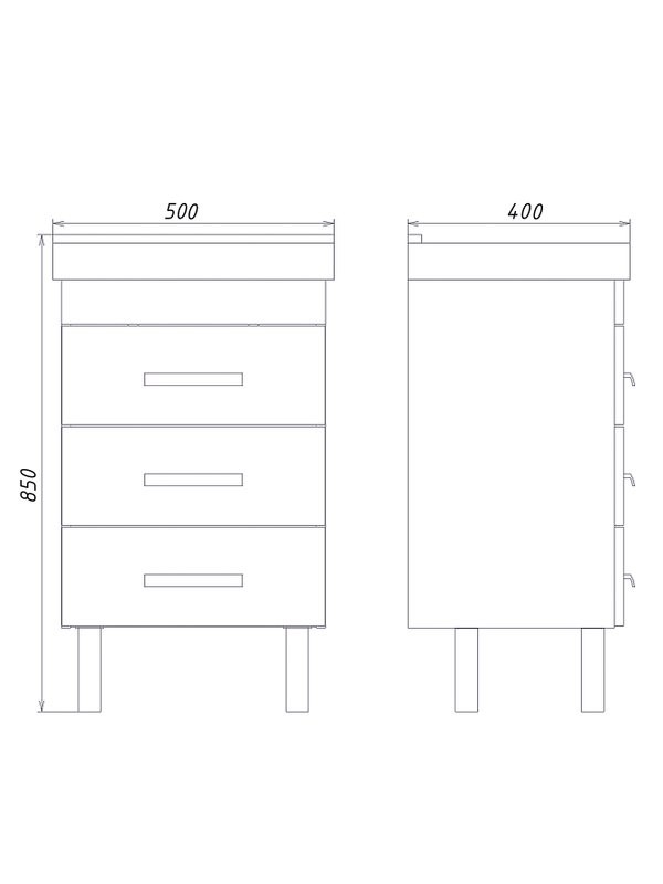 Тумба с раковиной Comforty Никосия 50Н напольная, белый глянец