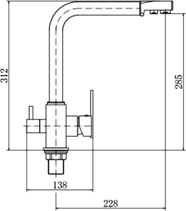 Смеситель для кухни Fashun A4355 с краном для питьевой воды, хром