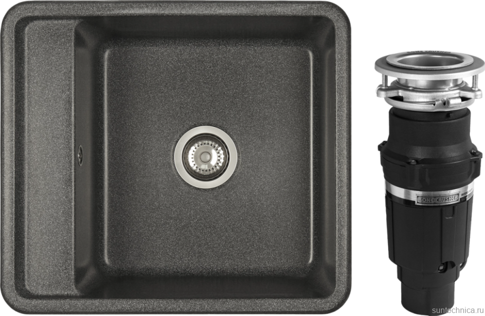 Комплект Мойка AQUATON Беллис 57 графит + Измельчитель Bone Crusher BC 610-AS