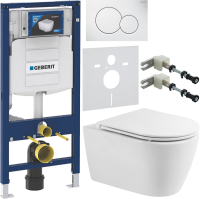 Комплект Унитаз подвесной BelBagno Marino BB105CHR безободковый + Крышка BB870SC с микролифтом + Инсталляция Geberit Duofix UP 320 111.300.00.5 + Кнопка Sigma 01 115.770.11.5 белая + Крепления 111.815.00.1 к стене + Звукоизоляция