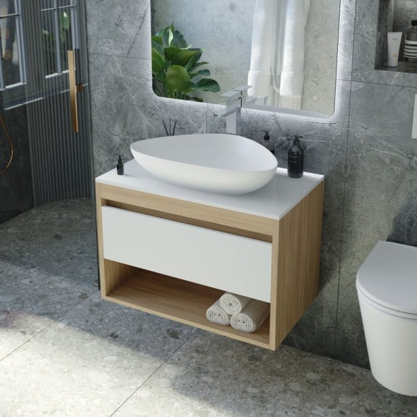 Тумба с раковиной Teymi Ritta 65 дуб эврика, матовая белая, раковина Ellie 60