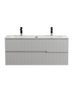 Тумба с раковиной Cezares Duet-n 120 подвесная, 2 ящика, для двоих, жемчужная серая