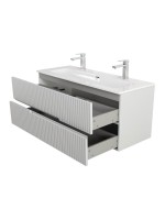 Тумба с раковиной Cezares Duet-n 120 подвесная, 2 ящика, для двоих, жемчужная серая