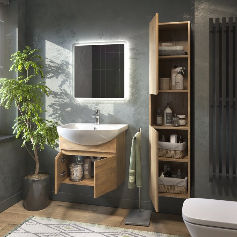 Мебель для ванной комнаты Vigo Wing 60 подвесная, дуб золотой, раковина Балтика 60