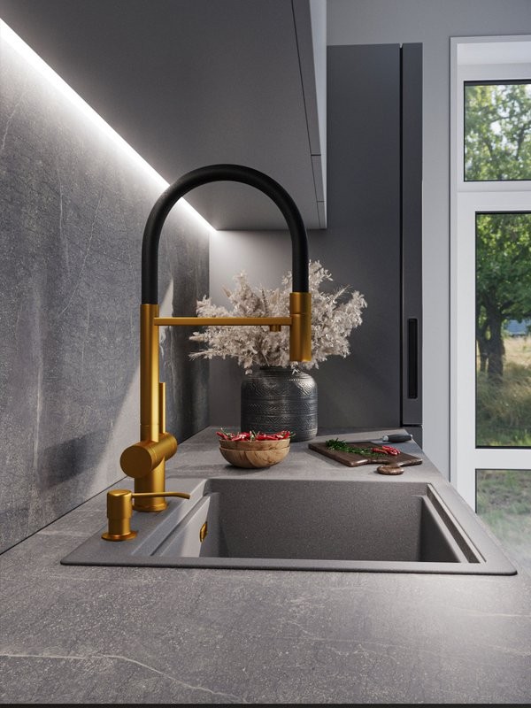 Смеситель для кухни Emar PVD ЕС - 7024 PVD Golden