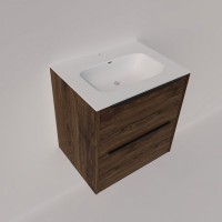 Тумба с раковиной La Fenice Tesoro 60 дуб галифакс табак, раковина-столешница Slim Line 60 см