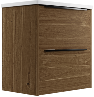 Тумба с раковиной La Fenice Tesoro 60 дуб галифакс табак, раковина-столешница Slim Line 60 см