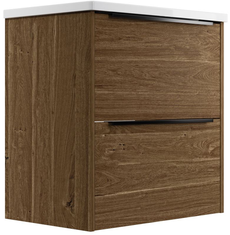 Тумба с раковиной La Fenice Tesoro 60 дуб галифакс табак, раковина-столешница Slim Line 60 см