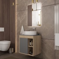 Тумба подвесная Teymi Nura 60, дуб эврика/графит матовый T60529