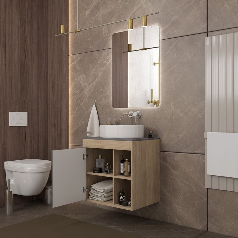 Тумба подвесная Teymi Nura 60, дуб эврика/графит матовый T60529