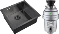 Комплект Мойка Zorg Inox PVD 4844 grafit + Измельчитель Inox D