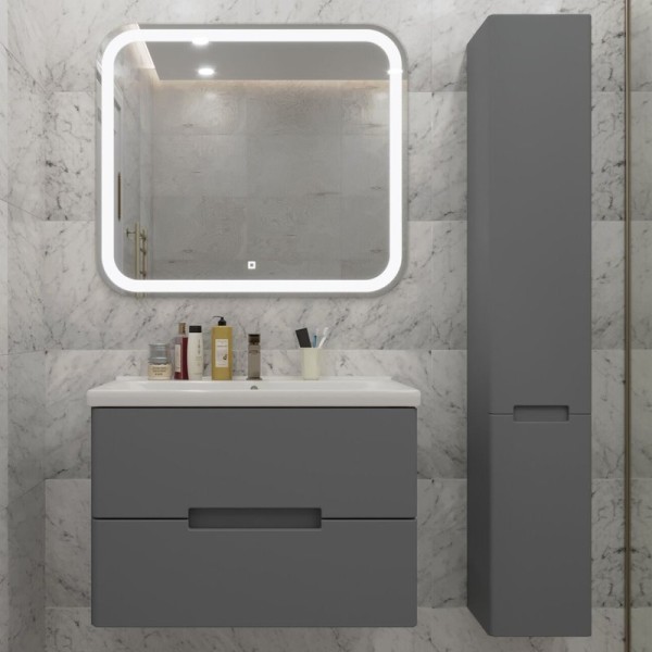 Мебель для ванной комнаты SanStar Noche 80 подвесная, графит софт, раковина Фест