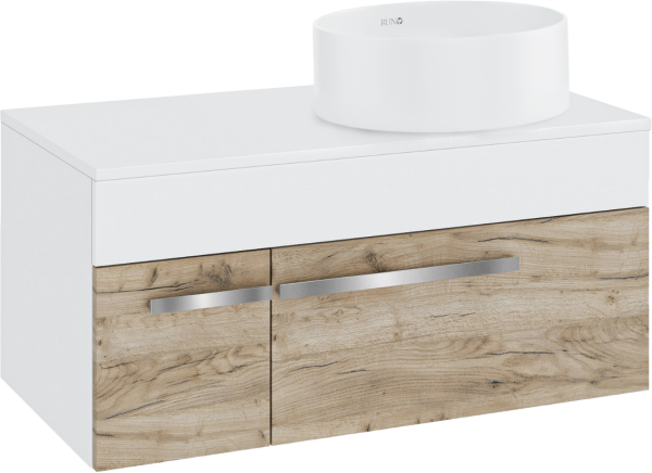 Тумба с раковиной Runo Вудлайн 85 подвесная, крафтовый дуб, раковина Palla 40