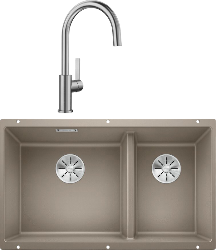 Комплект Мойка Blanco Subline 430/270-U серый беж + Смеситель Candor 523120